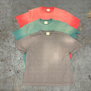 T-shirt Homme Vintage Surdimensionné Effet Délavé Personnalisé 2026 – Mode Streetwear, Lavage Acide, 100% Coton Peigné Tricoté, T-shirt Vierge - Product Image 1