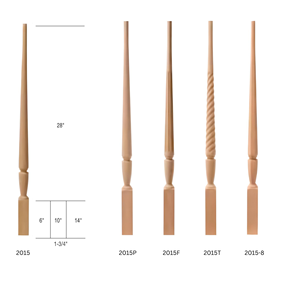 EFS Premium Poteaux en Bois Massif de Caoutchouc Ajustables 34" Modèle 2015P, Balustres Sculptés en Bois Moderne, Écologiques et Résistants à l'Eau - Product Image 4