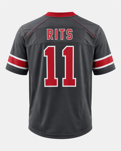 เสื้อฟุตบอลอเมริกันสีขาว-น้ำเงินสำหรับผู้ชาย ยี่ห้อ RITS คอวี แขนสั้น ผ้าตาข่ายระบายเหงื่อ หมายเลข 24 แบบซับลิเมชั่น - Product Image 3