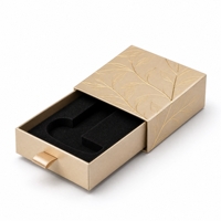 Boîte cadeau dorée avec motif feuille d'or, emballage cosmétique à manchon coulissant, écologique, portable, avec insert en mousse EVA personnalisé