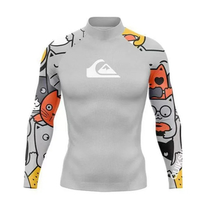 Wholesale Unisex UPF50+ Anti-Bacterial Eco-Friendly Rash Guard Short Breathable Quick Dry Polyester Spandex Compression <b>Surf</b> - Product Image 4