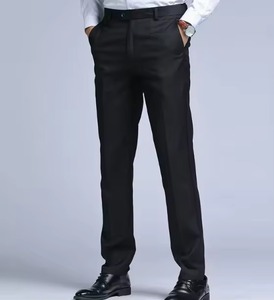 Suit <b>Pants</b> Men Straight Business Office <b>Black</b> Wine Red Plus Size Slim Fit Spring Autumn <b>Work</b> Formal Trousers 100% Polyester - Product Image 2