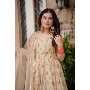 Robe Anarkali avec Dupatta et Pent Robe de soirée décontractée - Product Image 6