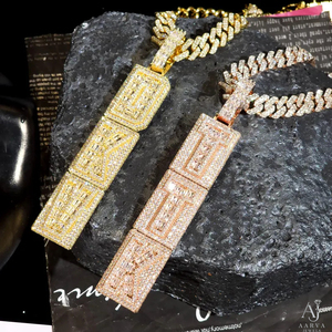 Collier chaîne en argent sterling 925 plaqué or rose, serti de moissanite, avec pendentif lettre personnalisé, bijoux hip-hop - Product Image 6