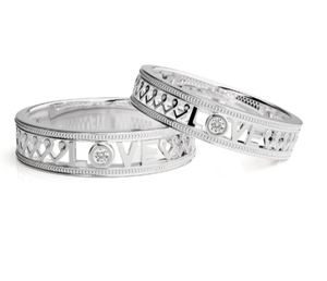 Bindi Jewels 925 Sterling Silver Silver Plated Christian Eternity Band LOVE <b>Couple</b> <b>Rings</b> - Product Image 1