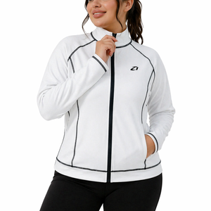 Veste coupe-vent sport slim fit personnalisée pour femme, entièrement zippée, extensible, haut d'entraînement, vêtements de sport respirants, tenue de gym, OEM, marque privée - Product Image 1
