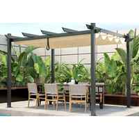 Pergola d'extérieur en aluminium à usage intensif de 3x4m avec auvent rétractable, kit de pergola avec support de pergola bioclimatique