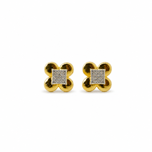18Kt Solid Gold Diamond Cluster <b>Stud</b> <b>Earrings</b> for Women High Polish Floral Geometric Party Wedding Gift <b>Fine</b> Jewelry - Product Image 2