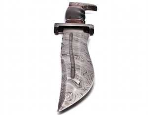 Cuchillo artístico de acero de Damasco hecho a mano y personalizado – Herramienta coleccionable de hoja fija con mango de cuerno - Product Image 2