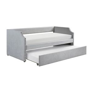 Moderno Daybed grigio chiaro contemporaneo con Trundle tessuto rivestito in legno mobili da soggiorno 1PC mobili in scatola - Product Image 4