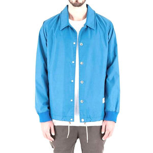Chaqueta Varsity Azul para Hombre, Cuello Marinero, Cierre de Botones, Resistente al Agua, Corte Regular, para Todas las Estaciones, Ropa para Exteriores - Product Image 1