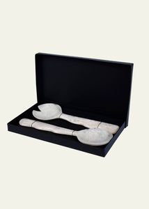 Pink Marble Resin Salad Servers Set Dishwasher Safe Manual Salad Tools - Product Image 2