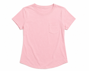 Camiseta de Manga Corta con Cuello Redondo Rosa para Mujer, Estilo Casual Vintage, Corte Ajustado, Tejida, 100% Algodón, Ecológica, Transpirable, Anti-Pilling - Product Image 1