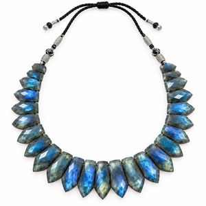 Collier ras du cou en labradorite de qualité supérieure, pierre naturelle, élégant, unisexe, idéal comme cadeau - Product Image 1