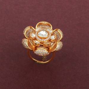 Mishti Moissanite Designer Resizable Band Ring with Freshwater Pearl and Zircon Inlay - Product Image 2