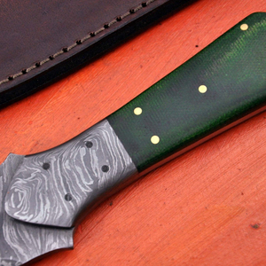 Couteau de chasse artisanal en acier Damas, manche en bois de cerf, bord partiellement dentelé, outil multifonctionnel pour l'extérieur - Product Image 4