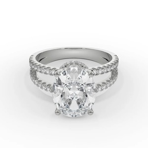 Luxury Ethnic Oval Cut Moissanite Engagement <b>Ring</b> <b>Split</b> Pave Band Gold Silver Rose Gold Plated Bridal Wedding Anniversary Gift - Product Image 2