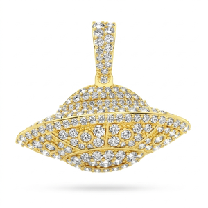 Colgantes UFO Personalizados con Diamantes Cultivados en Laboratorio en Oro de 10K, Amuletos con Temática de Astronauta Estilo Hip Hop, Joyería Fina Unisex para Uso Diario - Product Image 1