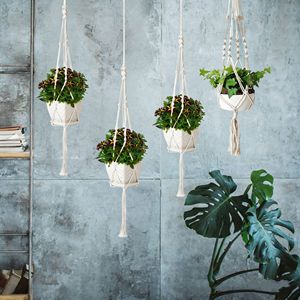 4 Cestas Colgantes Ecológicas de Algodón Natural para Plantas, Resistentes, con Anillo para Colgar - Product Image 3