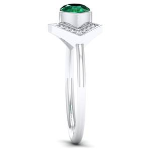 Anillos REYES de Alta Calidad con Moissanita y Esmeralda en Plata de Ley 925, Impresionante Joyería Nupcial para Mujer - Product Image 3