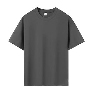 Camiseta de manga corta para hombre, de seda helada, con sensación fresca, de algodón brillante con acabado de amoníaco líquido, cómoda, de ajuste holgado y cuello redondo. - Product Image 2