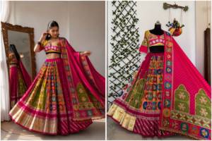 Ensemble Lehenga Choli Spécial Navratri en Mousseline Rose Moderne et Faux Georgette de Rayonne Lourde, avec Broderie Miroir Véritable et Dupatta à Imprimé Numérique, pour l'Été - Product Image 3
