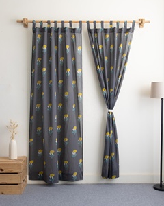Rideau en coton imprimé à la main, motif floral, moderne et écologique, pour la maison et l'hôtellerie - Product Image 1