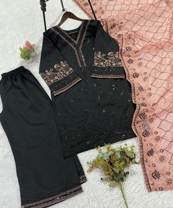 Fancy Silk <b>Top</b> Patiala Dupatta Women Traditional Party Wear Pakistani style Floor-Length Quick Dry 85268 LG-2104 - Product Image 3