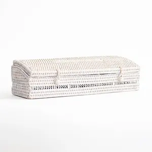 Cesta de Almacenamiento Rectangular de Mimbre con Tapa para Decoración del Hogar, Caja Organizadora de Mimbre con Múltiples Compartimentos, Solución de Almacenamiento de Juguetes para Guardería - Product Image 4