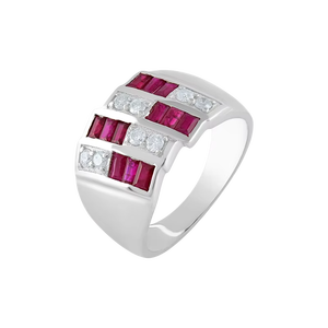 แหวนเพชรและทับทิมเงินแท้ 92.5 รุ่น KLSR-11429 - Product Image 1