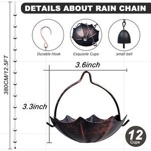 Cadena de Lluvia Decorativa de Hierro de Primera Calidad para Jardinería Rústica en Patios y Exhibición Elegante del Flujo de Agua en Exteriores - Product Image 2