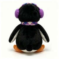 Winter penguin plush toy, stuffed penguin, argyle scarf plush, purple earmuffs penguin, soft fluffy stuffed animal