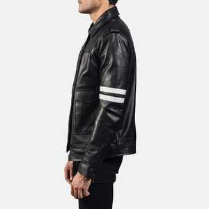 Usa And European Winter Latest Stylish <b>Men</b> Leather <b>Jacket</b> <b>Long</b> Zipper With Side Pocket Latest Design. - Product Image 4