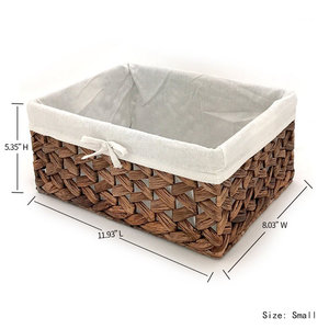 Small Brown <b>Seagrass</b> Woven Storage <b>Basket</b> with Iron Frame and Handles - Product Image 3