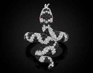 925 Sterling Silver Snake <b>Ring</b> Iced Out Hip Hop Statement <b>Ring</b> 10K 14K Gold Finish <b>CZ</b> Diamond Rapper Jewelry for Men - Product Image 1