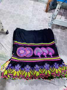 Wholesale Custom Women Embroidered <b>Skirt</b> Black Frill Hem Ruffle <b>Hawaiian</b> Floral <b>Skirt</b> OEM Factory - Product Image 3