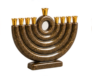 Hanouka moderne effet marbre vert avec bougeoirs dorés pour cérémonies religieuses – Idéal pour les cadeaux festifs - Product Image 5
