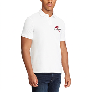 Polo à manches courtes blanc pour homme, couleur unie, col boutonné, logo imprimé sur le devant, haut sportif - Product Image 6