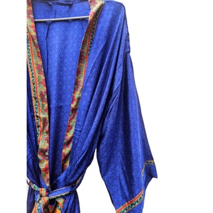 Kimono Sari de seda India para mujer, Kimono Vintage de verano, vestido surtido, Kimono Hippie bohemio, bata de casa, vestido de Kimono de playa - Product Image 3