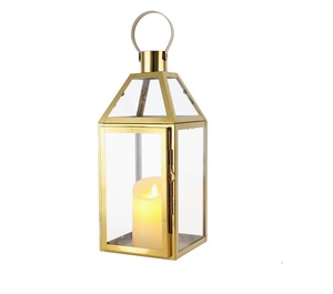 Elegant <b>Gold</b> Color Selling Metal & Glass Home Decor <b>Lantern</b> With White Finish Candle <b>Lantern</b> for Outdoor & Garden Handmade - Product Image 4