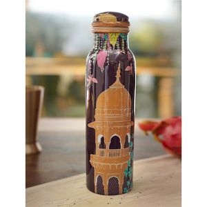 Wholesale Handmade Pure Copper Water <b>Bottle</b> Custom Printed Designer Leak Proof Ayurvedic Health Benefits Metal <b>Drinking</b> Flask - Product Image 1