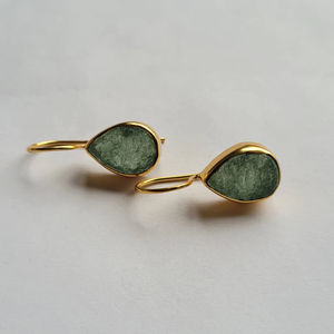 ต่างหูห้อย925เงินสเตอร์ลิงทำมือรูปหยดน้ำอัญมณีธรรมชาติสีอะเวนจูรีนน่ารัก - Product Image 5