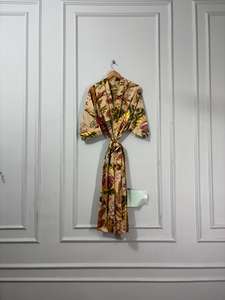 Robe Kimono en Coton Imprimé au Bloc, Col en V, Séchage Rapide, Manches Longues, Longueur Intégrale, Légère, Printemps/Été, pour Demoiselle d'honneur - Product Image 5