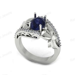 2025 arrivée de luxe conception personnalisée en argent Sterling 925 bijoux en pierres précieuses ronde plaquée bague de fiançailles de mariage faite à la main en Inde - Product Image 5