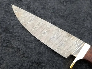 Handmade Damascus Steel Straight <b>Drop</b> Point Bowie Knife Fixed Hunting Utility Knife Pakka Wood Handle Genuine Leather Sheath OEM - Product Image 4