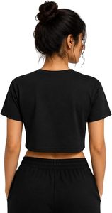Summer Vacation Use Refined Luxury Styling Womens Cropped Velvet <b>Tshirt</b> Featuring Eco-Friendly Fashion Elements - Product Image 4