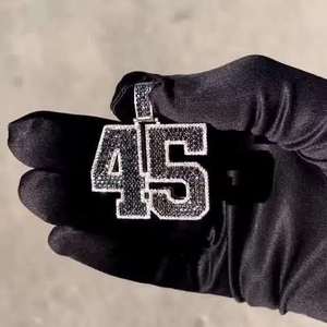 Colgante de Moissanita Hip Hop con Número Personalizado, Plata de Ley 925, Dije de Letra con Microincrustaciones, Joyería para Regalo de Fiesta - Product Image 2