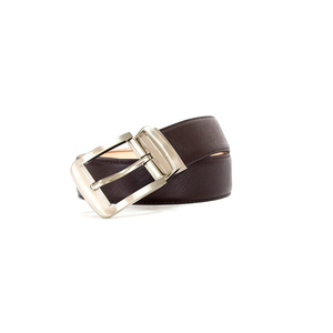 Cinturón de Cuero con Doble Costura para Hombre, Borde Reforzado, Color Liso, Correa Sólida, Juego de Hebillas Metálicas Resistentes - Product Image 3