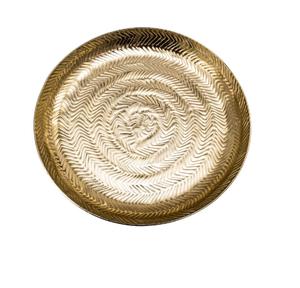 ถาดเสิร์ฟทรงกลมโลหะทองเหลืองตอกลายคุณภาพสูงสำหรับเคาน์เตอร์ครัว โรงแรม ร้านอาหาร - Product Image 1