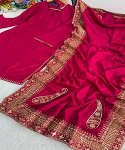 Salwar Kameez traditionnel pour femmes en coton marron avec dupatta, tenue de fête de mariage, style Inde Pakistan, MBL- DN-589, Hamia 85334 - Product Image 4